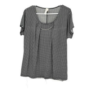 PerSeption Concept size large short sleeve blouse top shirt black white